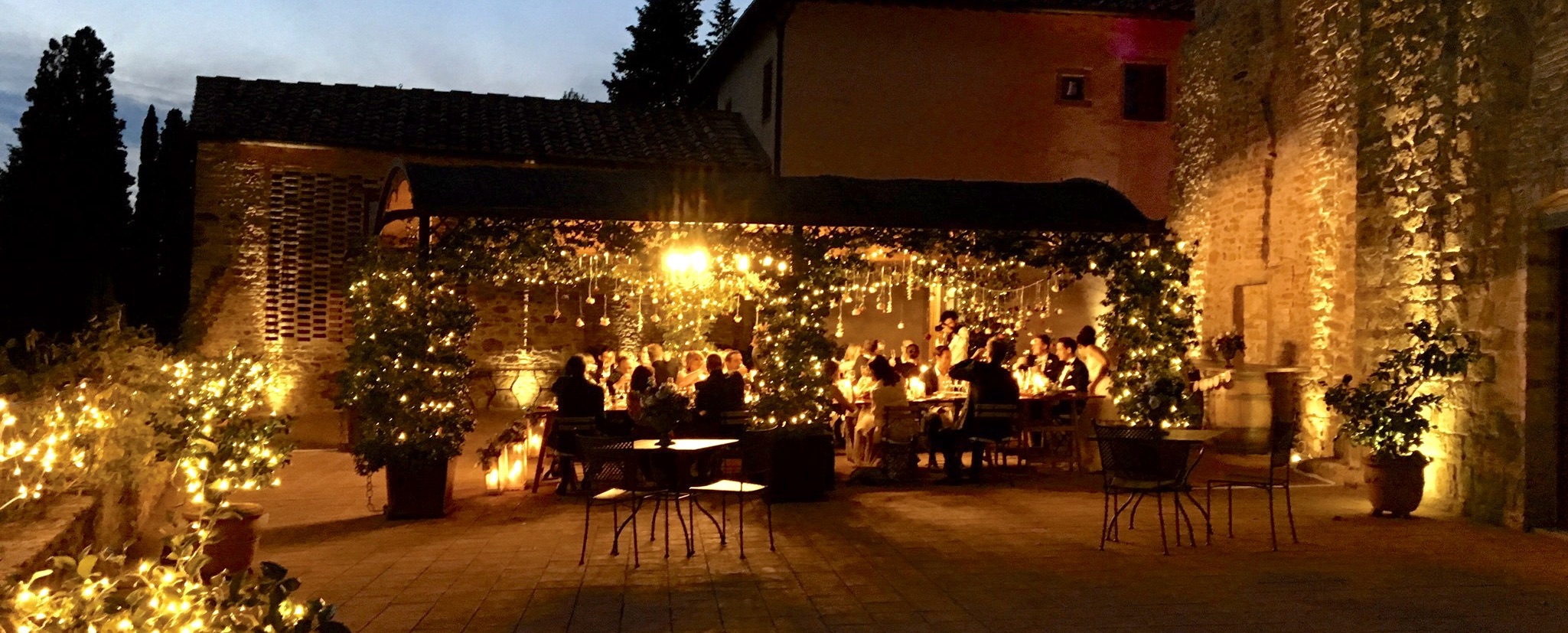 Light Enhancement Fairylights lighting a country wedding in Tuscany